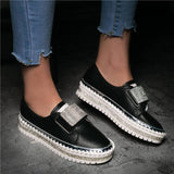 Strasssteine Plateau Sneakers mit Klettverschluss