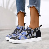 Canvas Camouflage Reißverschluss Flach Sneakers Rot Leopard