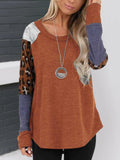 Leopard Perforiert Crew Ausschnitt T Shirts