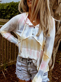 Multifarben Farbblock Baumwolle Patchwork Langarm Shirts & Blusen&Shirts