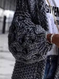 Einfarbige Strickjacke mit Langarm