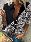 Leopard Print mit Kragen Hemd Knopfen