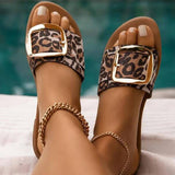 Metallic Schnalle Leopard Pantoffel