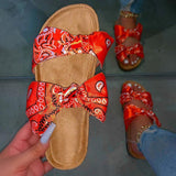 2 Schleife Muster Satin Korksohle Slippers Grün Grau