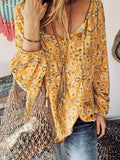 V Ausschnitt Floral-Print Hemd