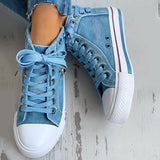 Schädel Anhänger Denim Reißverschluss Schnürsneakers