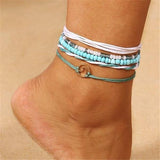 Blaue Fußketten Strand Fußkettchen Schmuck für Damen 5pc / Set