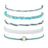 Blaue Fußketten Strand Fußkettchen Schmuck für Damen 5pc / Set