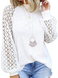 Spandex Crew Ausschnitt Perforiert Lace Shirts