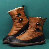 Winter Flache Stiefelette aus Leder