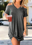 Solides Cold Shoulder Minikleid ohne Halskette