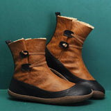 Winter Flache Stiefelette aus Leder