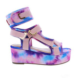 Riemen Plateau Slingback Klettverschluss Keilabsatz Sandalette