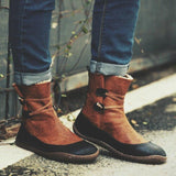Winter Flache Stiefelette aus Leder