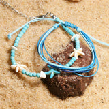 Türkis Boho Seestern Riemen Fußkette Knöchelkette