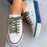 Regenbogen Farbkombination Leinwand Schnürsneakers