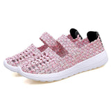Gewebt Perforiert Keilabsatz Sneakers Pink Lila