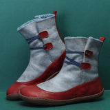 Winter Flache Stiefelette aus Leder