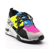 Leopard Farbe Block Schnürung Plateau Sneakers