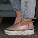 4 Farben Funkelnde Strass Plateau Sneakers