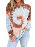 Langarm Rundhalsausschnitt Batikdruck Sweatshirt
