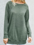 Unifarben Langarm Sweatshirt aus Baumwolle