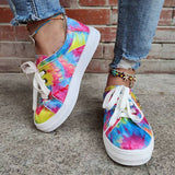 Multifaribg Tie-dye Reißverschluss Verziert Flach Sneakers