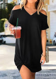Solides Cold Shoulder Minikleid ohne Halskette