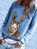 Reh Tier Muster Crew Ausschnitt T Shirts