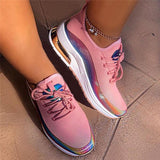 Regenbogen Farben Keilabsatz Sportlish Schnürsneakers