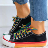Regenbogen Farbkombination Leinwand Schnürsneakers