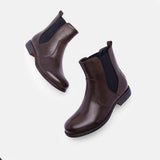 Kurzer Retro-Stiefel für Damen mit niedrigem Absatz