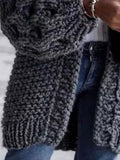 Einfarbige Strickjacke mit Langarm