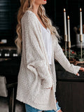 Gestrickt Warm Cardigan aus Polyester Grün Weiss