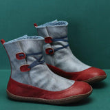 Winter Flache Stiefelette aus Leder