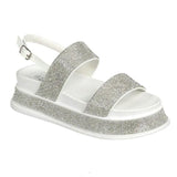 Slingback Strassstein Offene Zehen Plateau Sandale