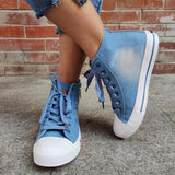 Sterne Seitlicher Reißverschluss Denim Schnürsneakers