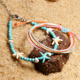 Türkis Boho Seestern Riemen Fußkette Knöchelkette