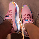 Regenbogen Farben Keilabsatz Sportlish Schnürsneakers