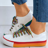 Regenbogen Farbkombination Leinwand Schnürsneakers