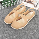 Perforiert Einfarbig Sommer Flache Sandalen