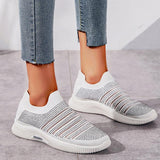 Perforiert Glitzersteine Gestreift Slip-On Sneakers Laufschuhe