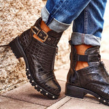 Alligator Muster Niete Schnalle Verziert Martin Boots
