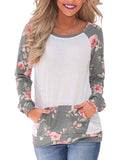 Geblümt Süß Paneeliert Sweatshirt