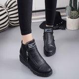 Doppel Reißverschluss Keilabsatz Stiefelette Braun Grau