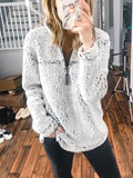 Hellgrau Lässig Baumwollgemisch Reißverschluss Sweatshirt