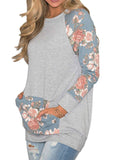 Geblümt Süß Paneeliert Sweatshirt