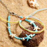 Türkis Boho Seestern Riemen Fußkette Knöchelkette