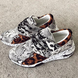 Leopard Farbe Block Schnürung Plateau Sneakers