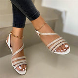Strasssteine Riemen Slingback Flach Sandale
